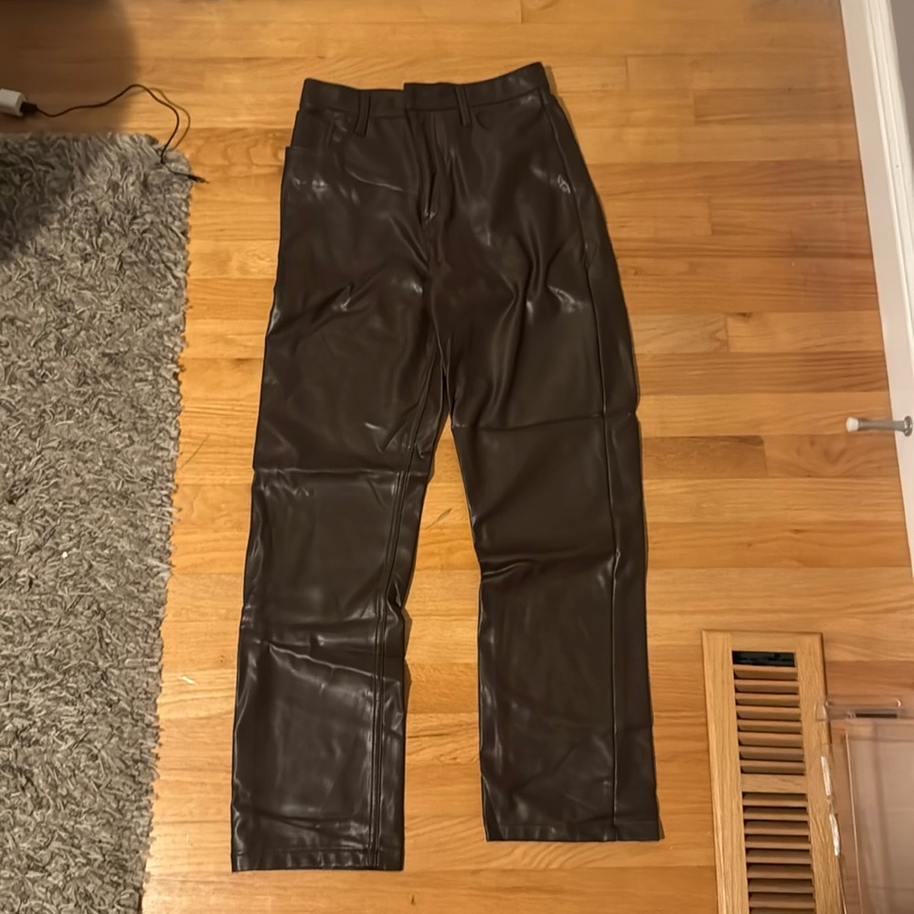 Brown leather pants